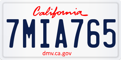 CA license plate 7MIA765