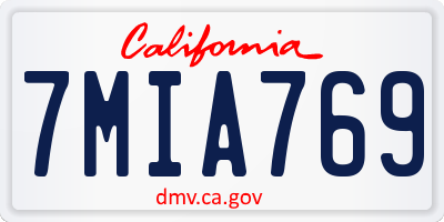 CA license plate 7MIA769
