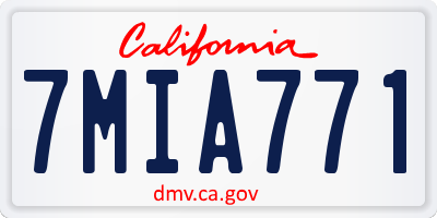 CA license plate 7MIA771