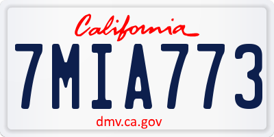 CA license plate 7MIA773