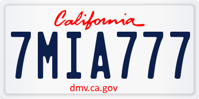 CA license plate 7MIA777