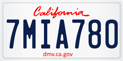 CA license plate 7MIA780