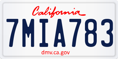 CA license plate 7MIA783