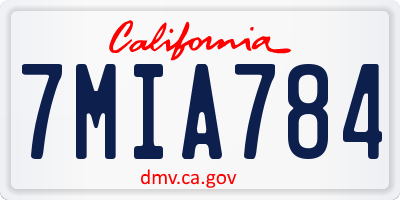 CA license plate 7MIA784