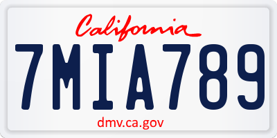 CA license plate 7MIA789