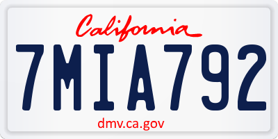 CA license plate 7MIA792