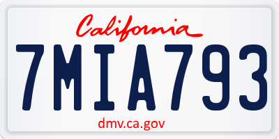 CA license plate 7MIA793