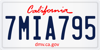CA license plate 7MIA795