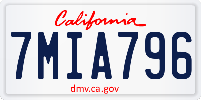 CA license plate 7MIA796