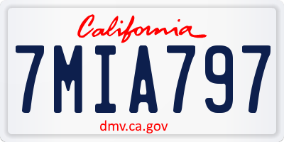 CA license plate 7MIA797