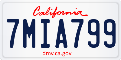 CA license plate 7MIA799