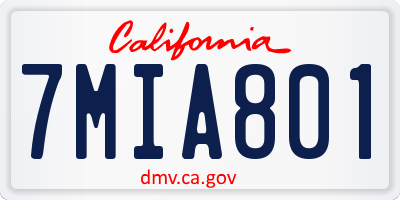 CA license plate 7MIA801