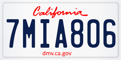 CA license plate 7MIA806