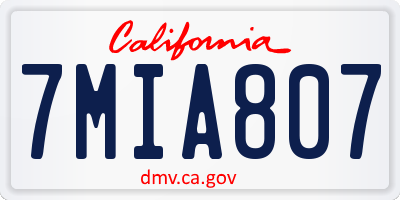 CA license plate 7MIA807