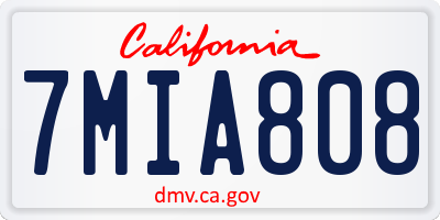 CA license plate 7MIA808