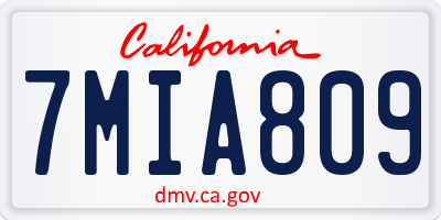 CA license plate 7MIA809