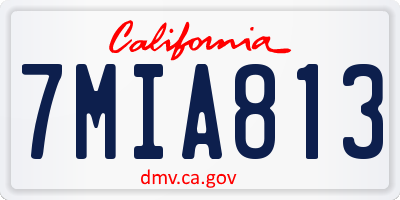 CA license plate 7MIA813