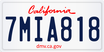 CA license plate 7MIA818