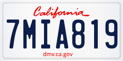 CA license plate 7MIA819