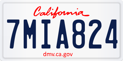 CA license plate 7MIA824