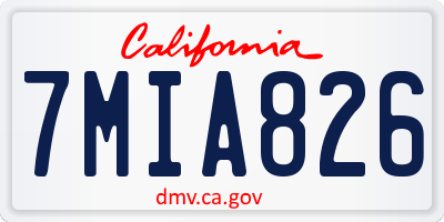 CA license plate 7MIA826