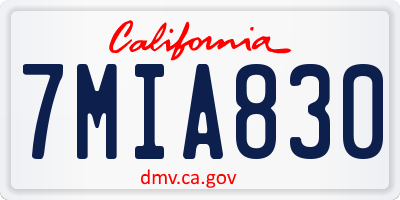 CA license plate 7MIA830