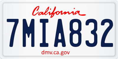 CA license plate 7MIA832