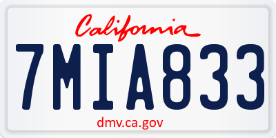 CA license plate 7MIA833