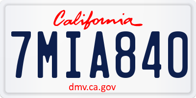 CA license plate 7MIA840