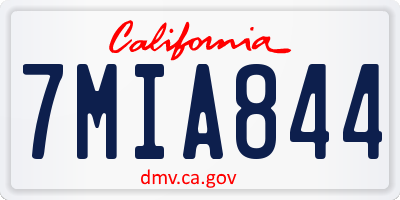 CA license plate 7MIA844