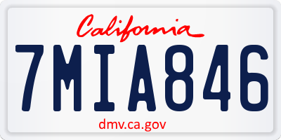 CA license plate 7MIA846