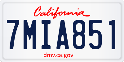 CA license plate 7MIA851