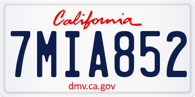 CA license plate 7MIA852