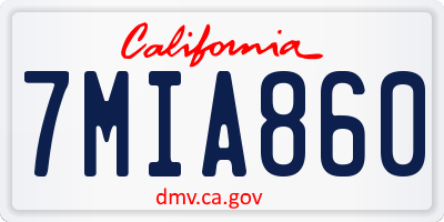 CA license plate 7MIA860