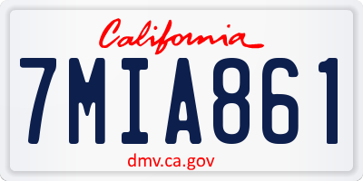 CA license plate 7MIA861