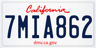 CA license plate 7MIA862