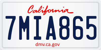 CA license plate 7MIA865