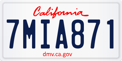 CA license plate 7MIA871