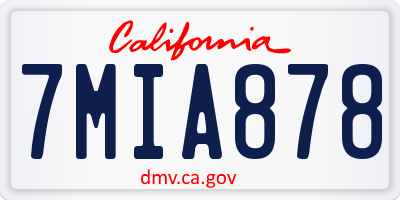 CA license plate 7MIA878