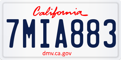CA license plate 7MIA883