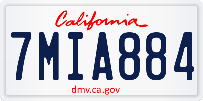 CA license plate 7MIA884