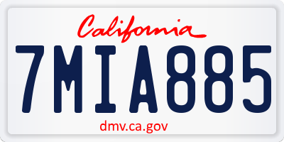 CA license plate 7MIA885