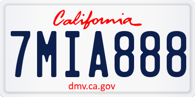 CA license plate 7MIA888