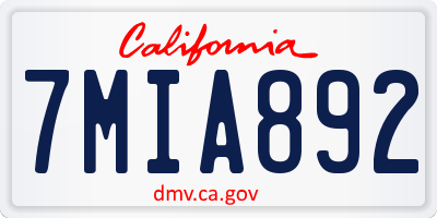 CA license plate 7MIA892