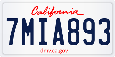 CA license plate 7MIA893