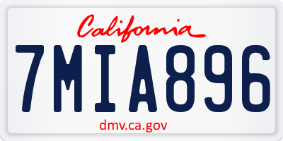 CA license plate 7MIA896