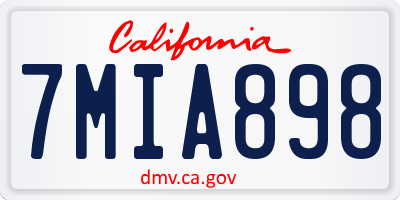 CA license plate 7MIA898