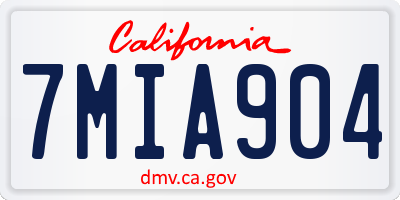 CA license plate 7MIA904