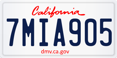 CA license plate 7MIA905