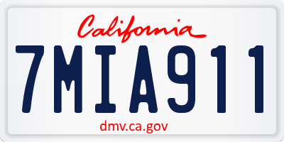 CA license plate 7MIA911
